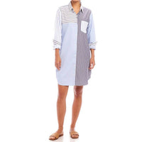 Karen Kane Mixed Stripe Shirtdress in multi blue - women's dress