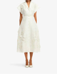 Leo Lin - Aubrey Applique Midi Shirt Dress