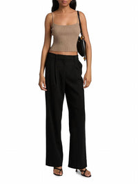 STAUD Soleil Soft Ribbed Cropped Tank Top in taupe - women's tank top - view 5
