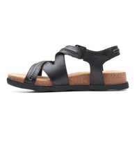 Clarks Women's Brynn Ave Flat Sandal in black leather - women's sandal - alternate view