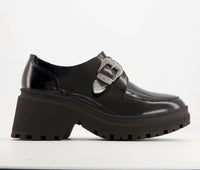 Andrea - Women's Chunky Sole Heeled Patent Moccasins