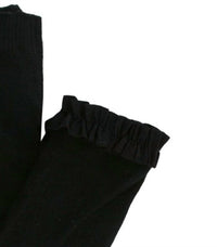 RuffleButts Newborns To Toddlers Footless Tights With Ruffle in black - kids' accessory - detail view