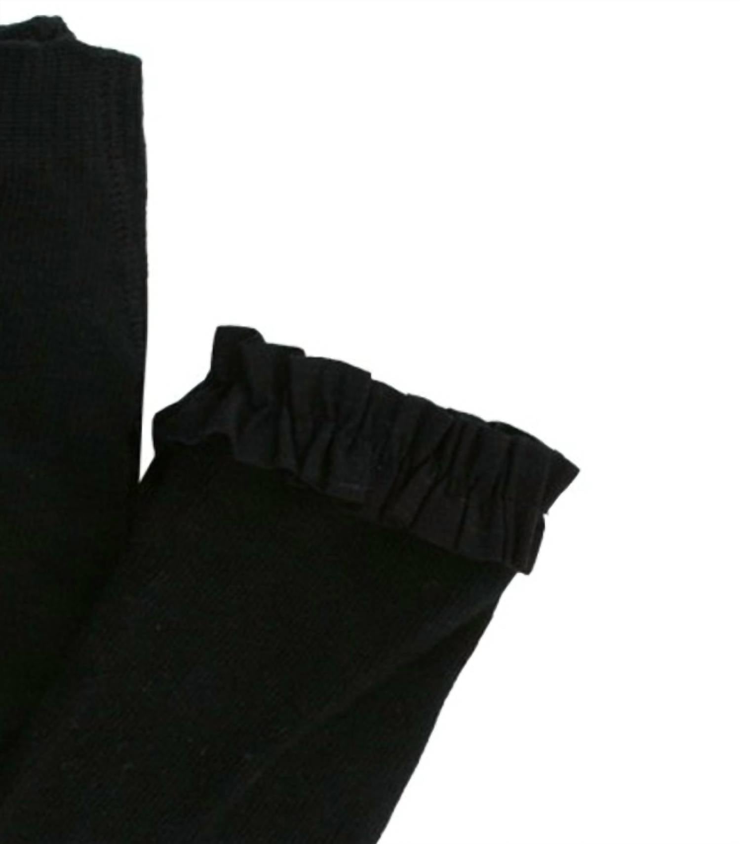 RuffleButts Newborns To Toddlers Footless Tights With Ruffle in black - kids' accessory - detail view