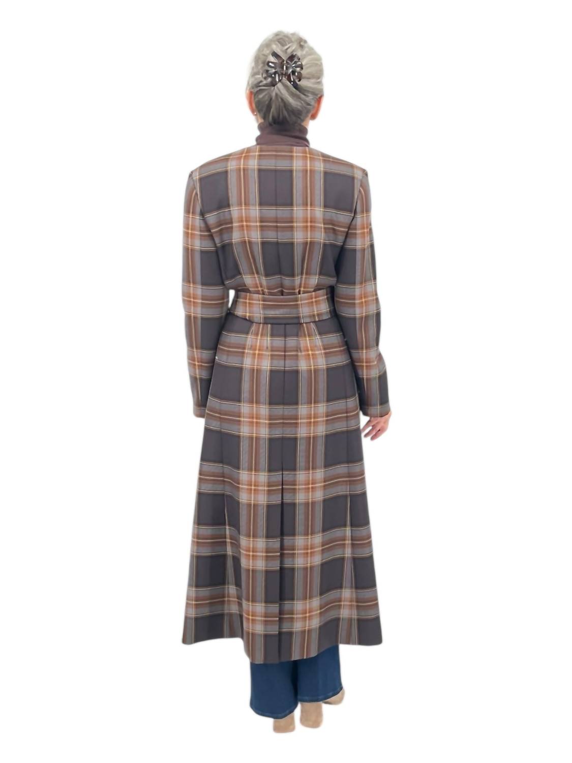 Diomi - Plaid Coat With Scarf