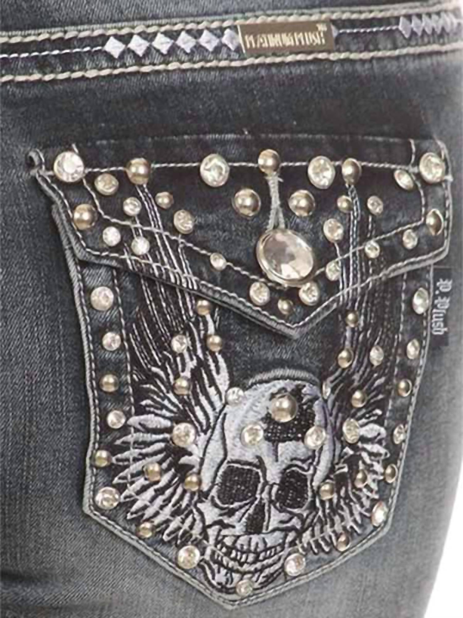 Bus Stop - Naughty Too Distressed Skull Jean