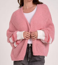 ELAN Loose-knit Cardigan in pink - women's cardigan