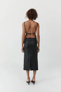 St. Agni - Woven Leather Square Neck Top