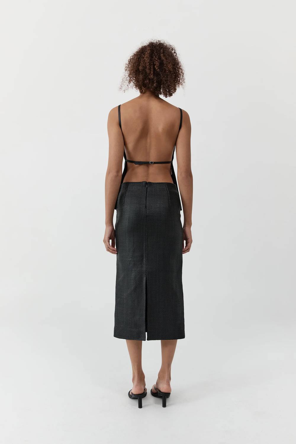 St. Agni - Woven Leather Square Neck Top