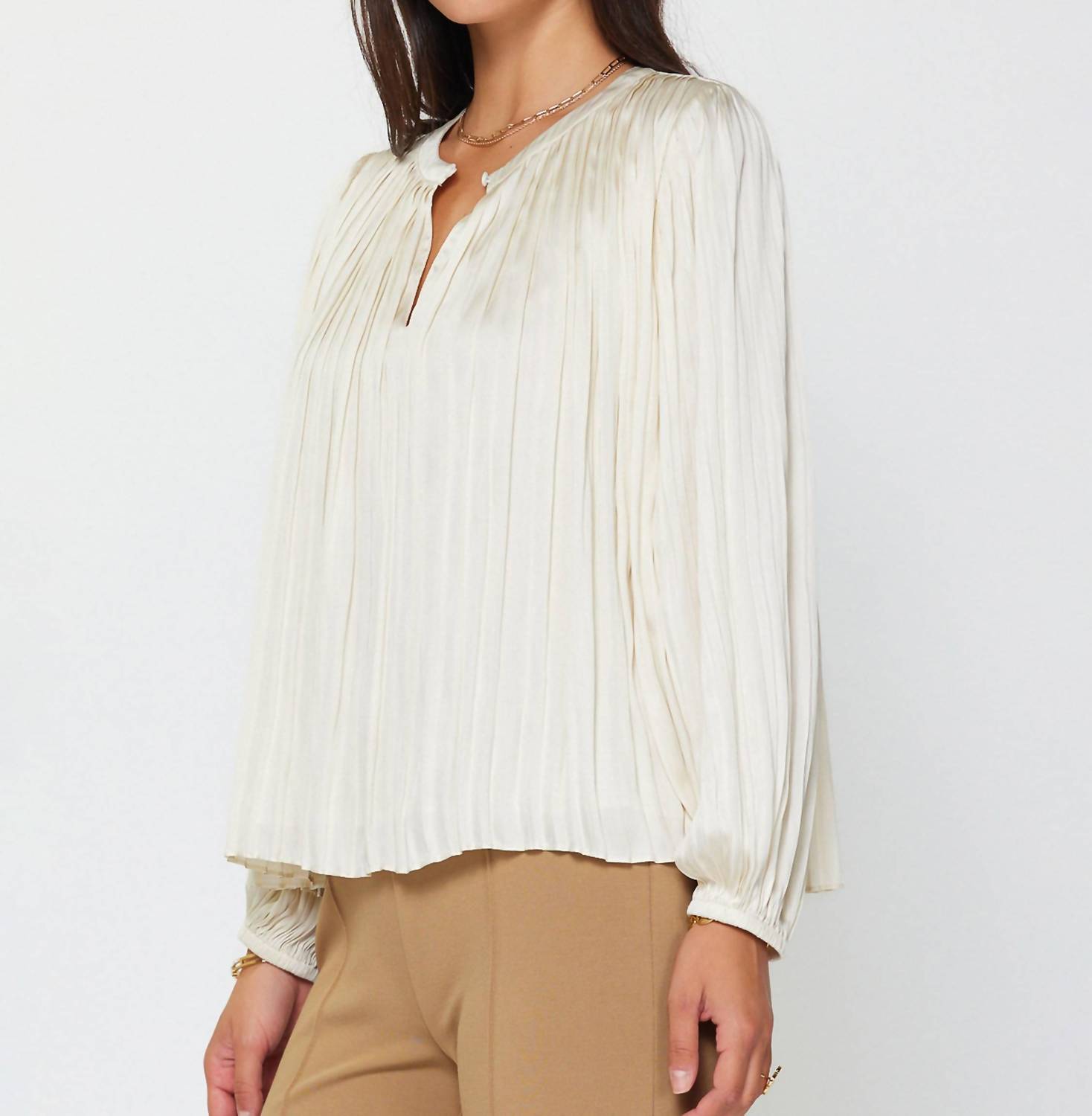 Current Air - Long Sleeve Pleated Blouse