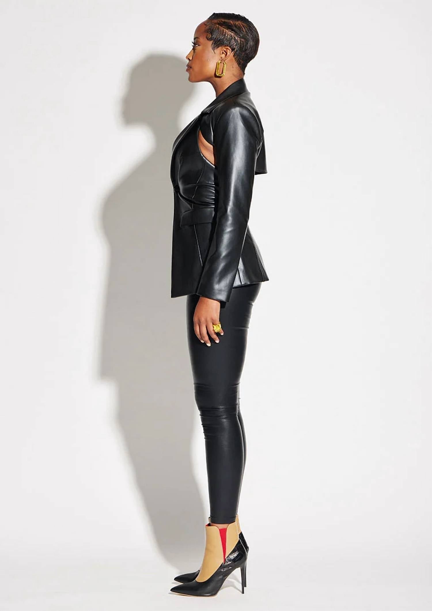 Circular Path - Vegan Leather Cut Out Blazer
