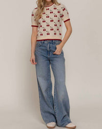Active Basic - Short Sleeve Contrasting Edge Sweater
