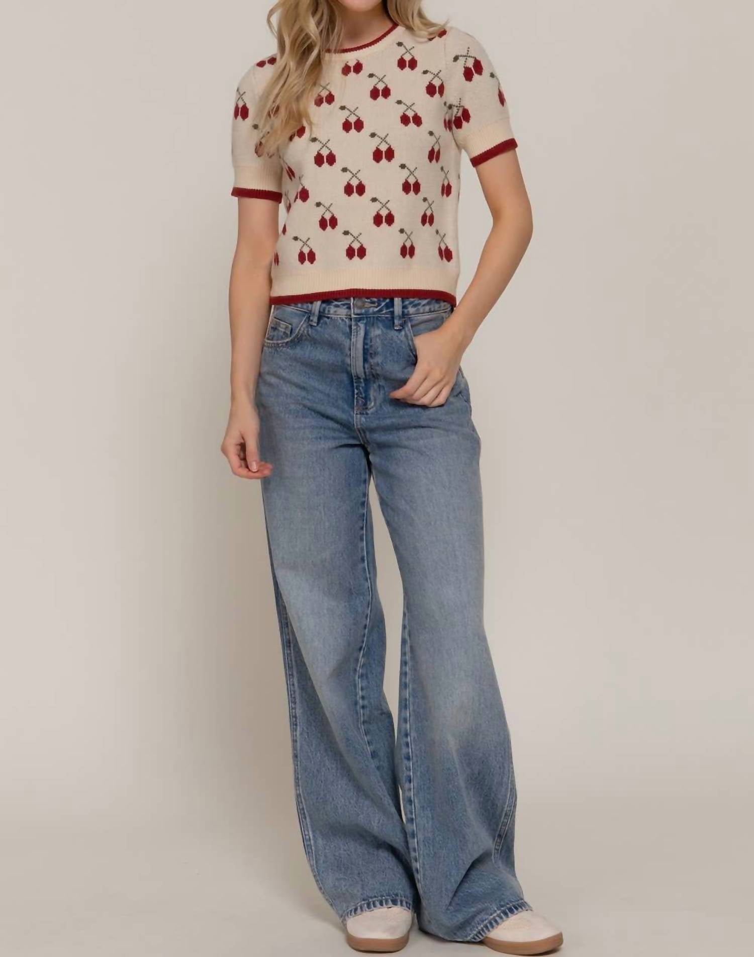 Active Basic - Short Sleeve Contrasting Edge Sweater