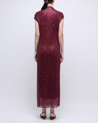 SIMKHAI Zaria Midi Dress in cranberry - women's dress - detail view