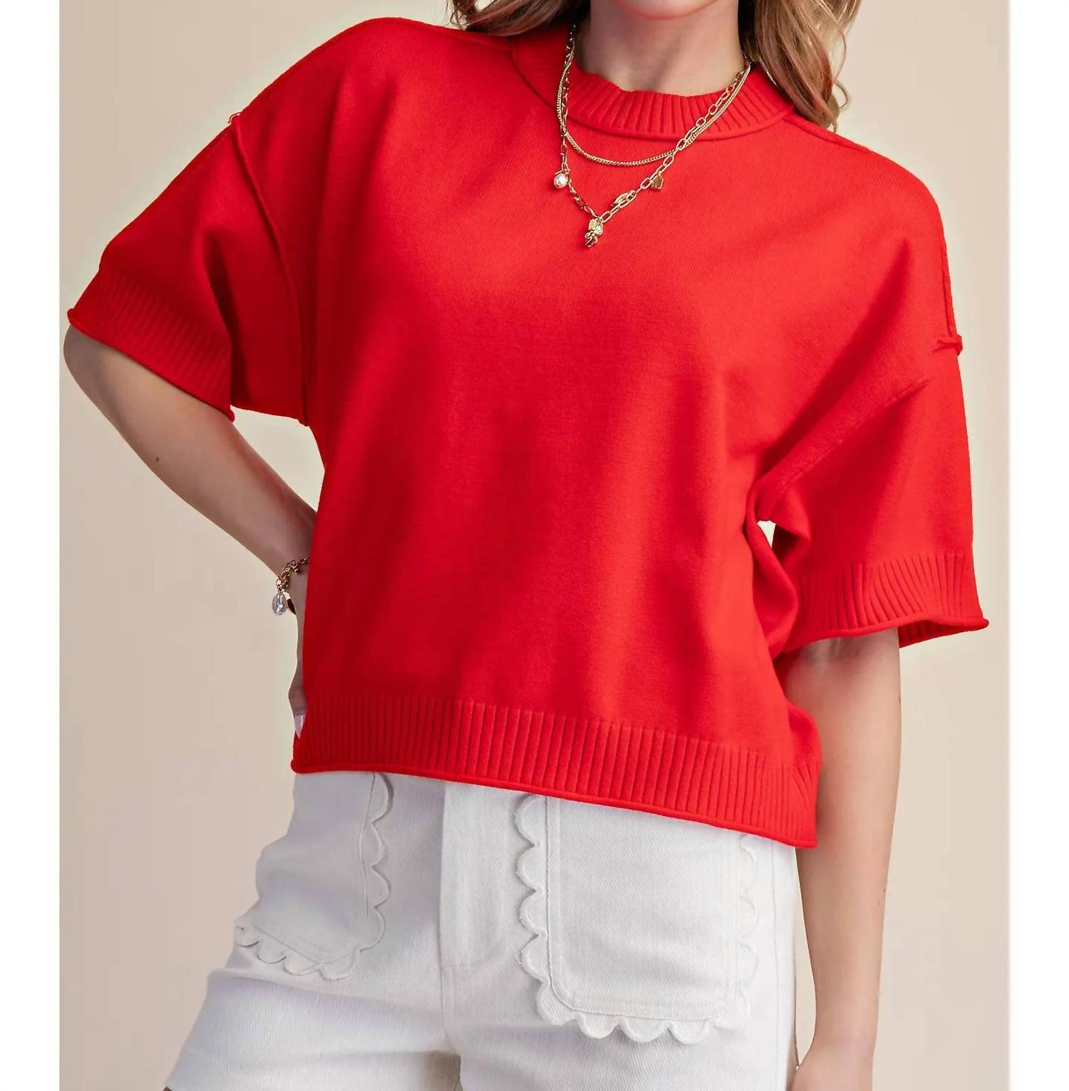 Glam - Selene Short Sleeve Crew Sweater