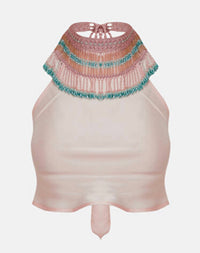 My Beachy Side Emily In Paris Beaded Halter Top in paris beaded halter top in pink - women's blouse - alternate view