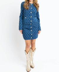 Karlie - Denim Stitch Novelty Skirt