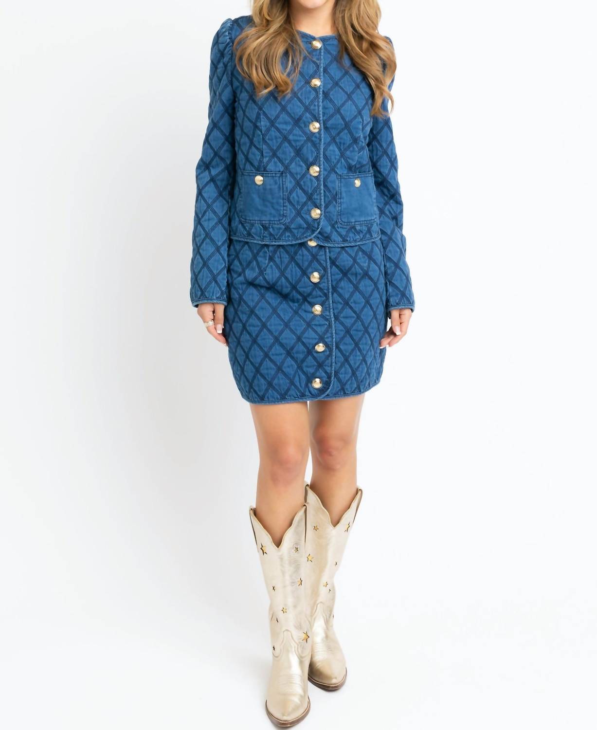 Karlie - Denim Stitch Novelty Skirt