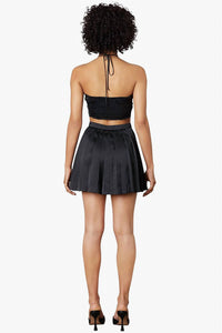 NIA Bobbi Satin Pleated Skort in black - women's shorts - detail view