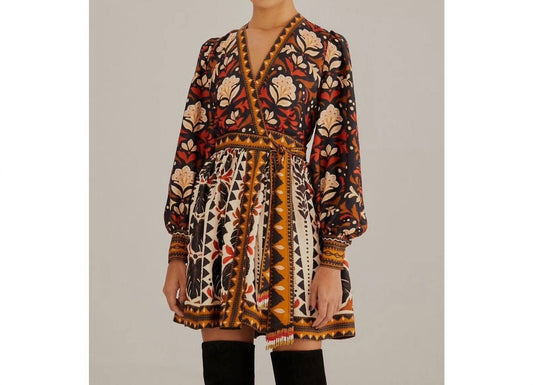 Farm Rio - Tapestry Garden V Neckline Mini Dress - Plus