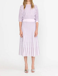CHRISTY LYNN Anaya Sweater in pinstripe lilac - women's sweater - detail view