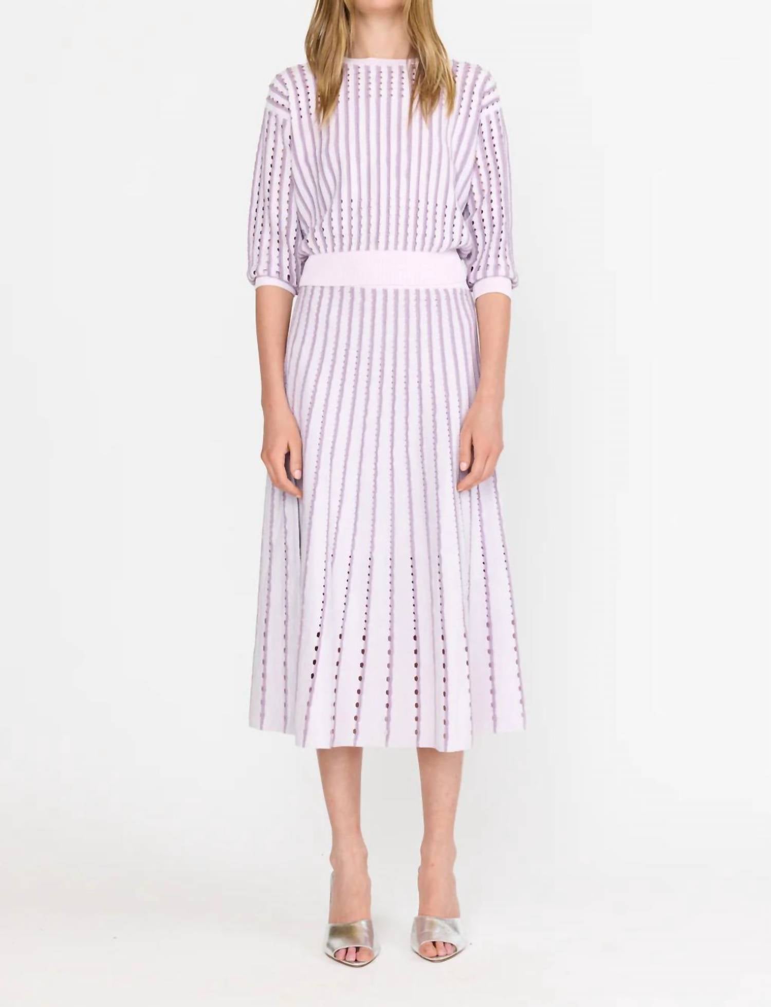 CHRISTY LYNN Anaya Sweater in pinstripe lilac - women's sweater - detail view