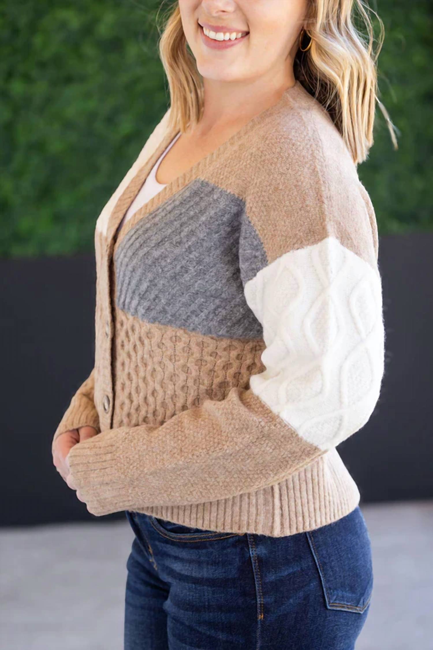 Michelle Mae - Colorblock Cozy Knit Cardigan