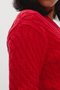 Frankies Bikinis Prince Cable Knit Sweater in red - women's sweater - view 4