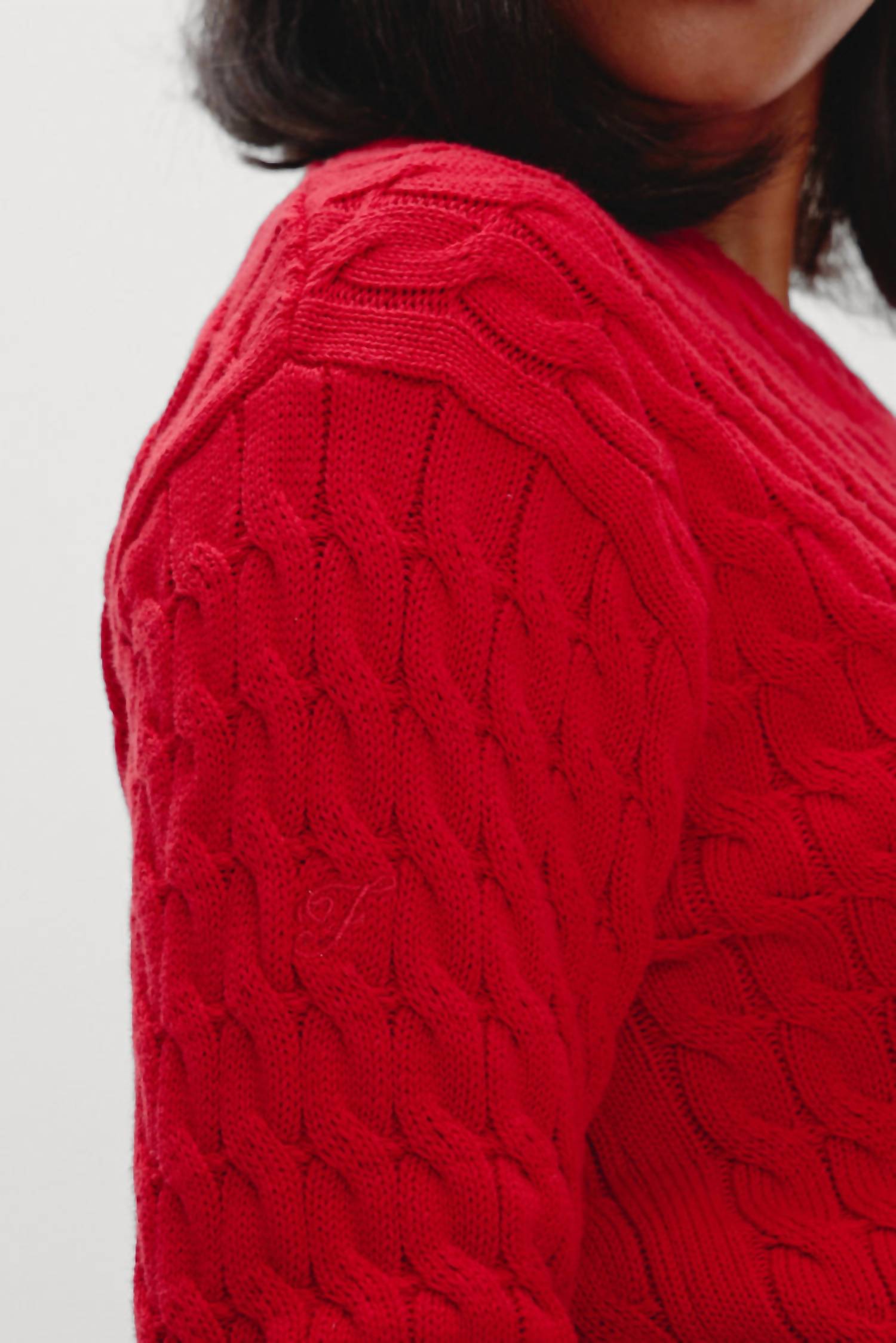 Frankies Bikinis Prince Cable Knit Sweater in red - women's sweater - view 4
