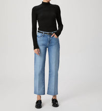 Paige - Leenah Ankle Sleek Wide Leg Raw Hem Jeans