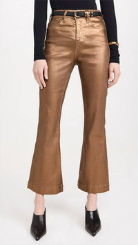 Veronica Beard Carson Ankle Flare Metallic Jeans in antique brass - women's jeans