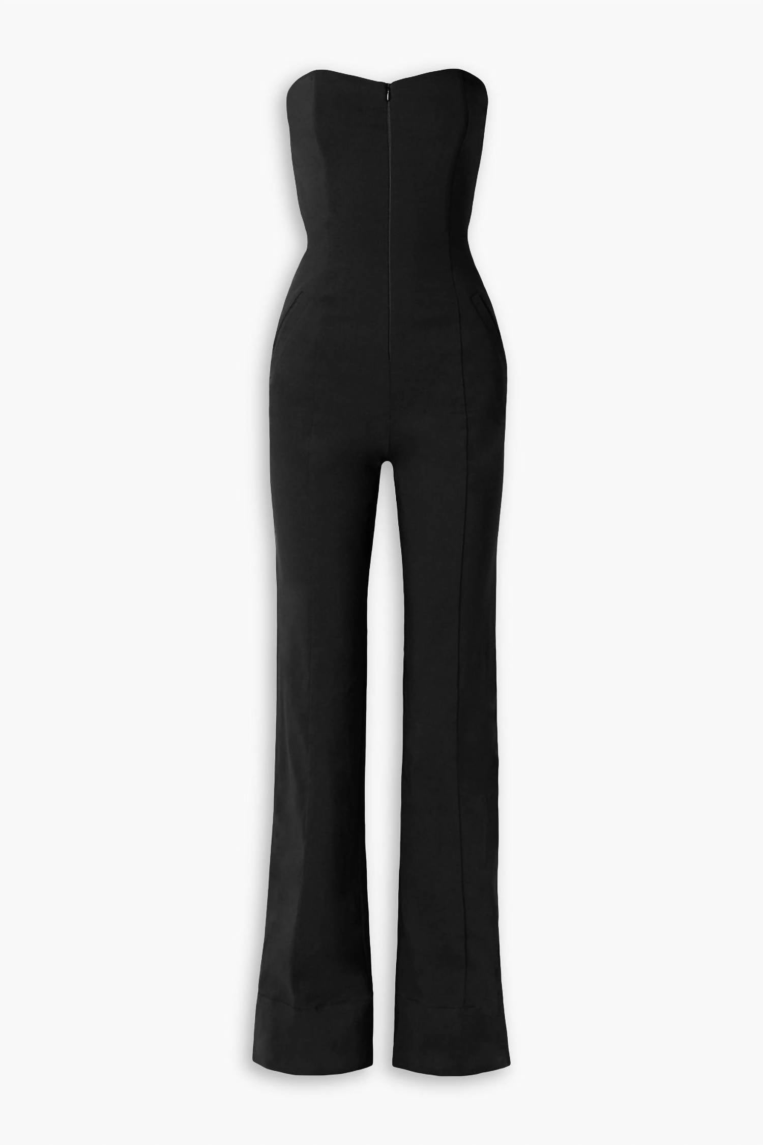 Rivet Utility Pre-loved Showstopper Strapless Front Zip Jumpsuit in black - women's pants - alternate view