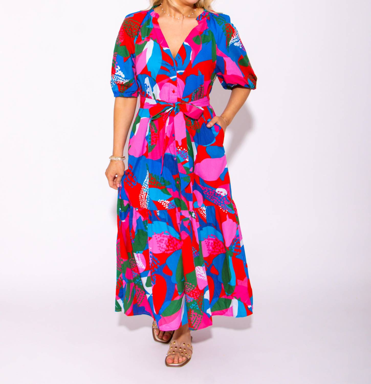 Sugarlips - Women's Wildflower Button Down Midi Dress