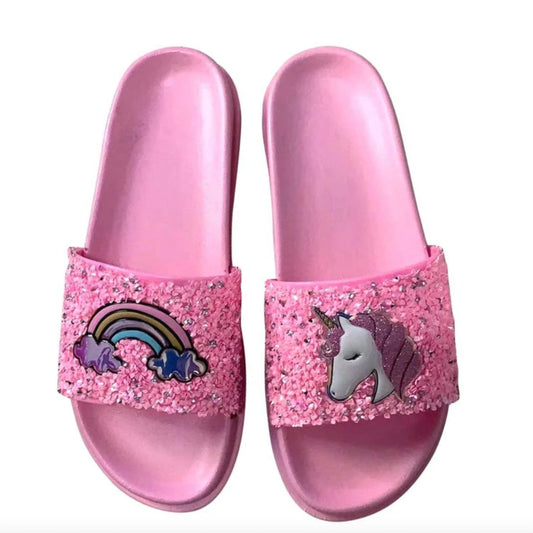 Girls Unicorn Glitter Slide Sandal