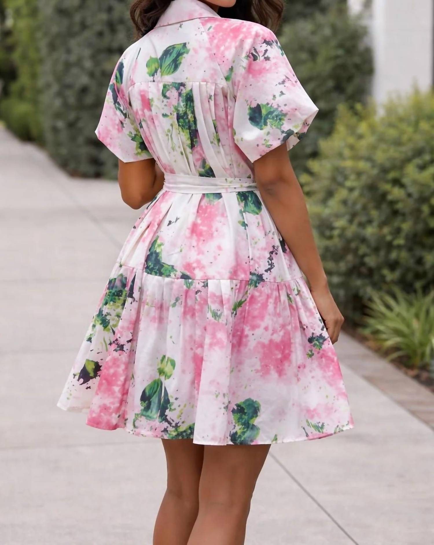 N By Nancy - Botanical Puff-sleeve Mini Dress