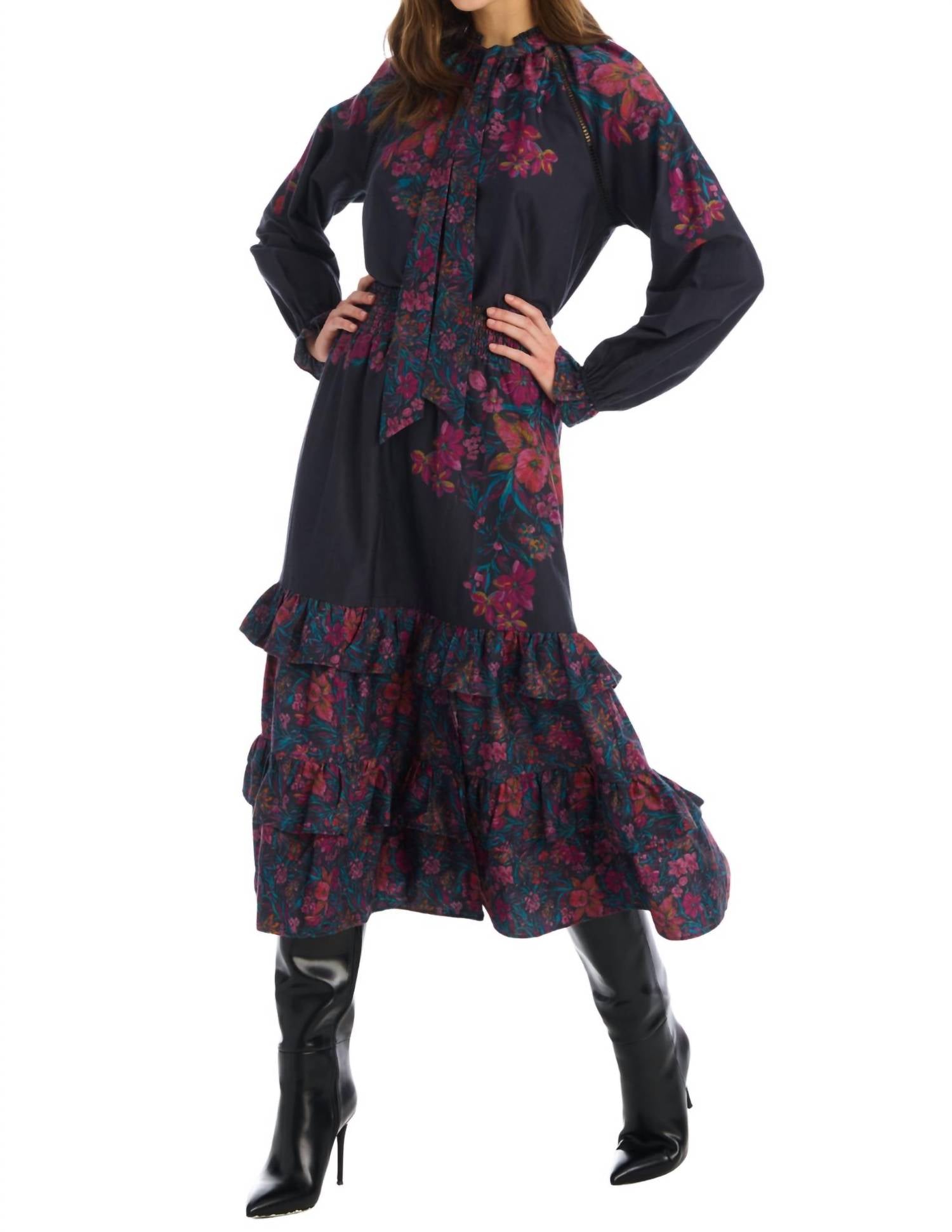 ALLISON NEW YORK Georgia Midi Skirt in painterly floral - women's skirt - alternate view