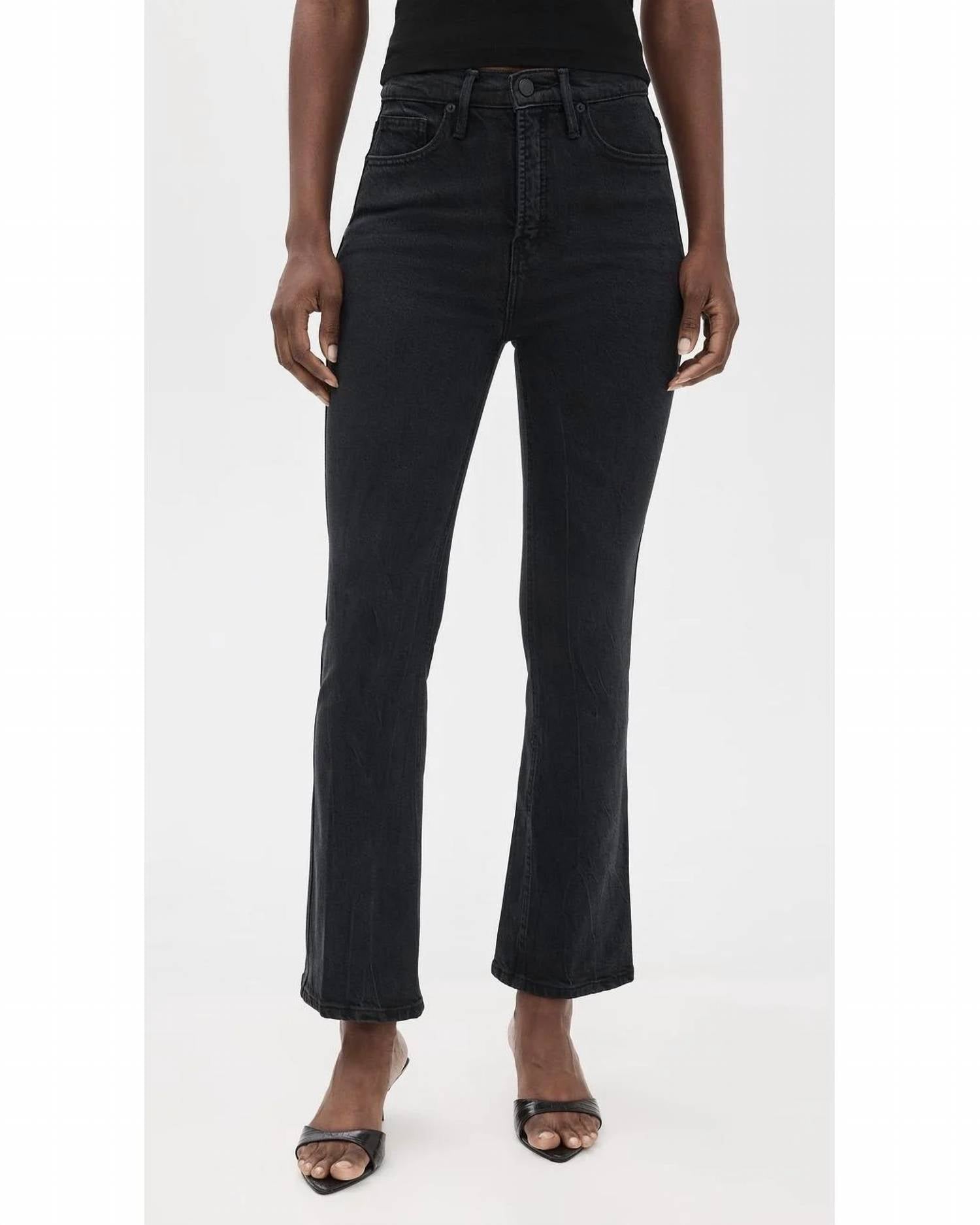 GOOD AMERICAN Good Standard Kick Flare Jeans in black390 - women's jeans - detail view