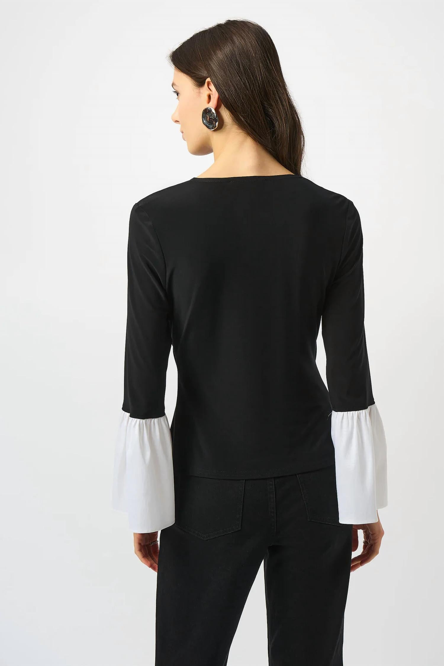 Joseph Ribkoff - Faux Wrap 3/4 Bell Sleeves Tunic Top