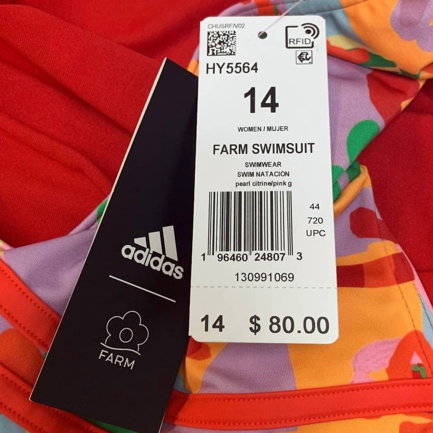 Adidas - Women's Open Back Farm Palm Tree Beach One Piece Swim Suit