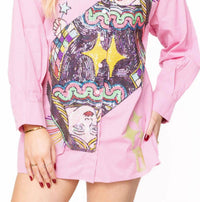 Queen Of Sparkles - Queen Card Button Up Collar Tunic