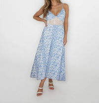 NIBI MTK Isabella Dress in faded blue ikat - women's dress