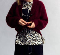 The New Society Girl's Lina Cardigan in plum fantasy - kids' sweater - alternate view
