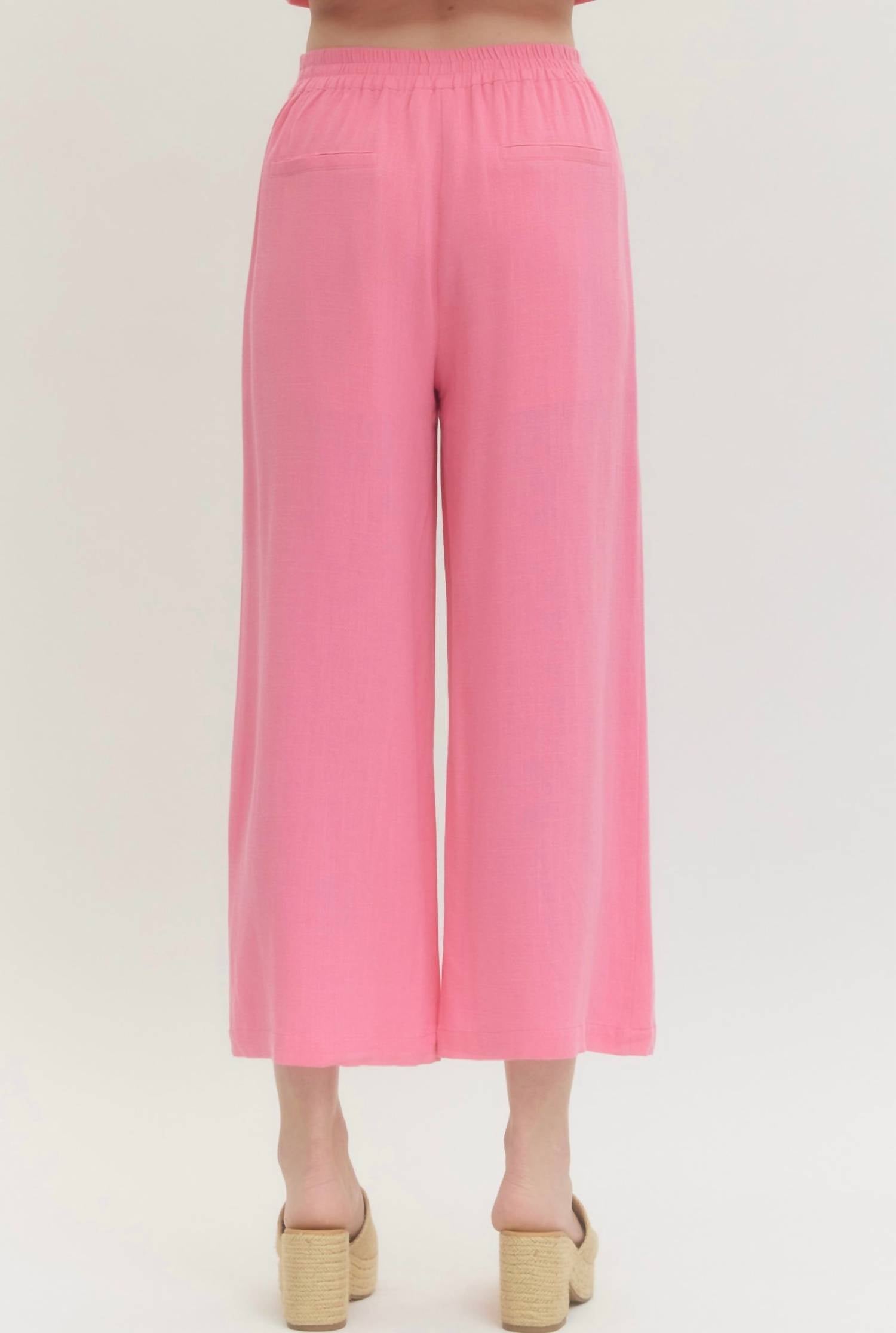 entro Palazzo Wide-leg Pants in pink - women's pants - detail view