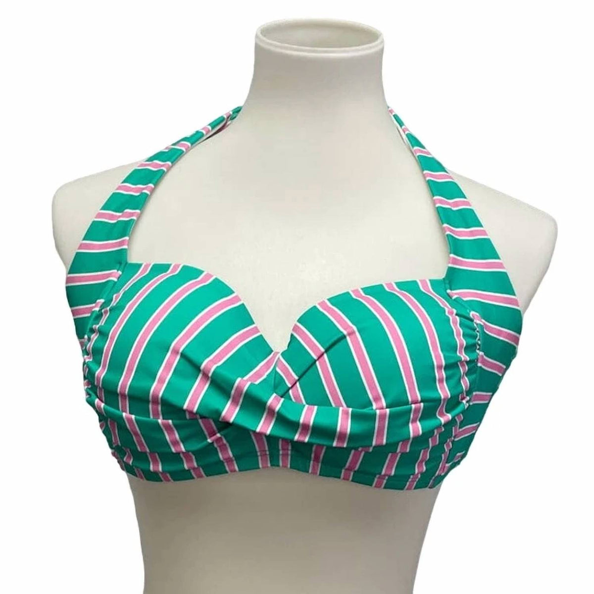 Draper James - Women's Striped Neck Back Tie Halter Swim Top