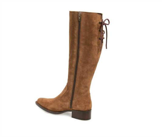 Born - Women's Cotto Back Lace Up Suede Leather Knee High WIDE CALF Riding Boots