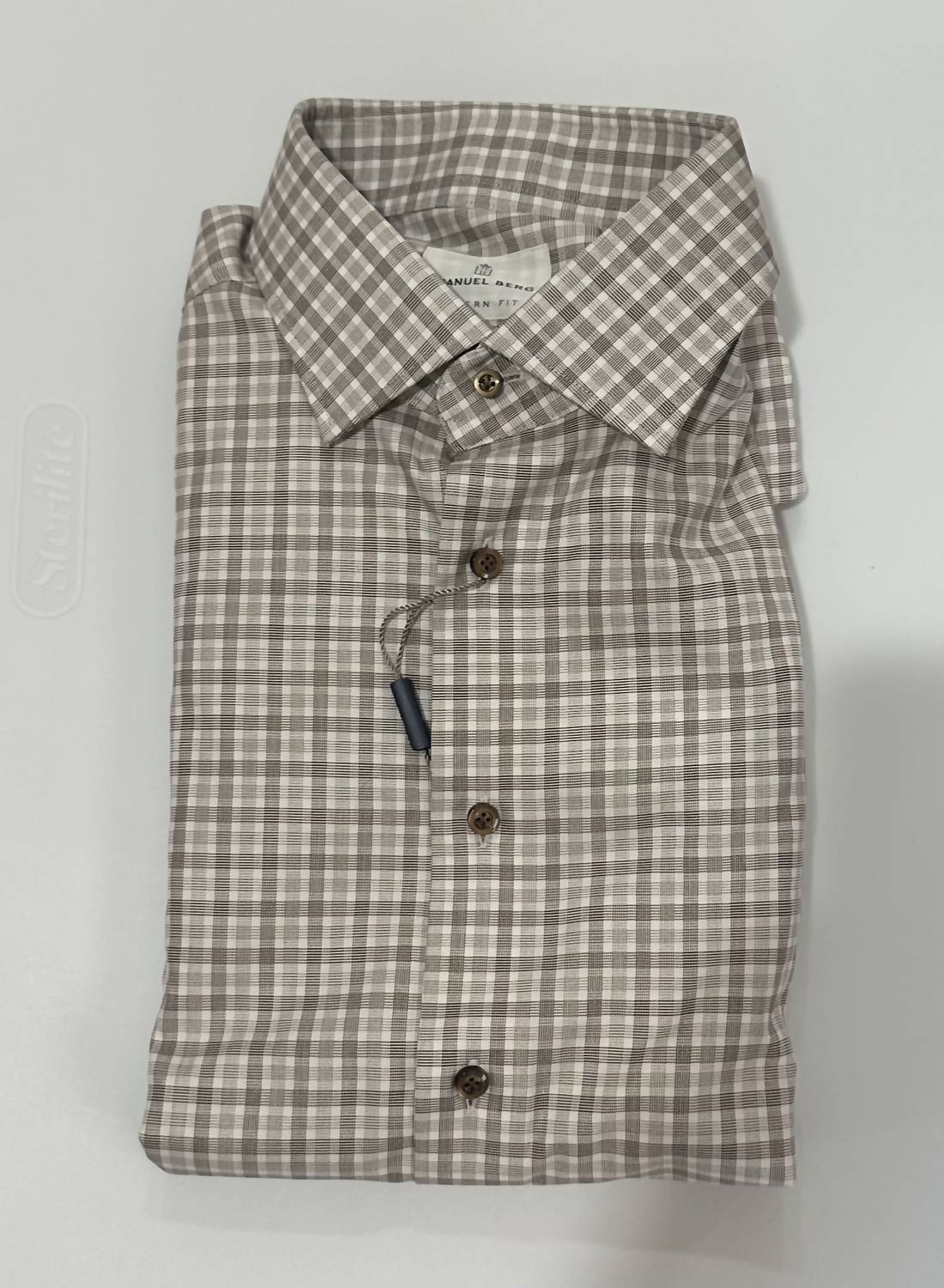 Emanuel Berg Men's Twill Luxury Sport Shirt in brown - men's shirt