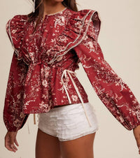 Listicle - Victorian Floral Ruffle Blouse