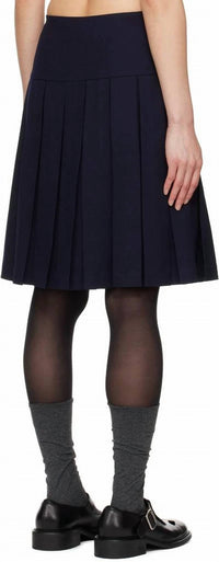 Shushu/Tong A-line Pleated Midi Skirt in navy blue - women's skirt - view 4