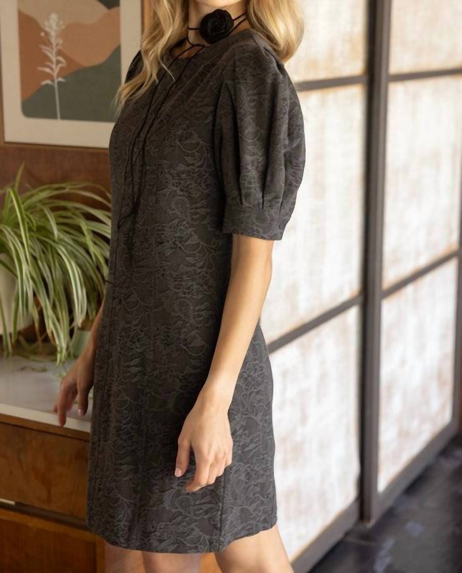 voy Princess Line Floral Dress in dark grey - women's dress - view 4