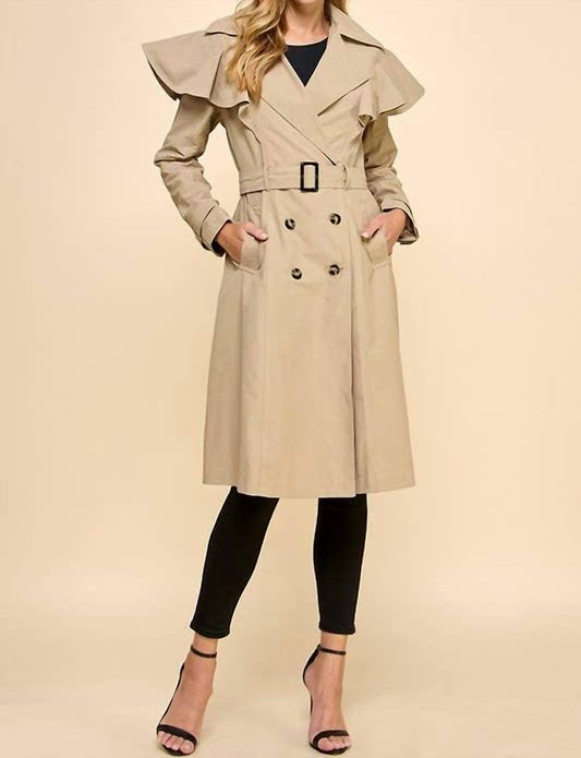 Tcec - Ruffle Detail Trench Coat