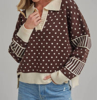 Bon - Just for Fun Polka Dot Collar Sweater